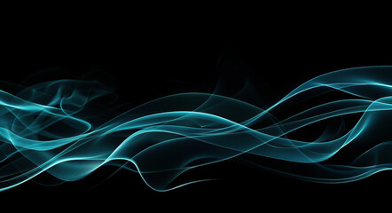 Fototapeta premium Futuristic abstract image of blue waves of smoke, creating mesmerizing visual effect. smooth curves and flowing lines evoke sense of tranquility and depth