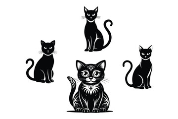 Cat silhouette vector illustrations