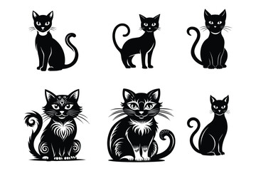 Cat silhouette vector illustrations