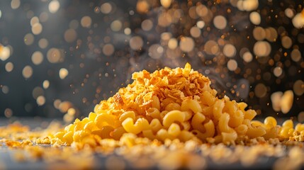 Enticing Pile of Cheesy Gooey Macaroni and Cheese with Golden Breadcrumb Topping
