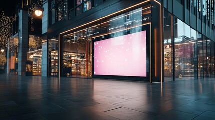 Black Friday storefront, interactive digital window display, 3D illustration. copy space for text