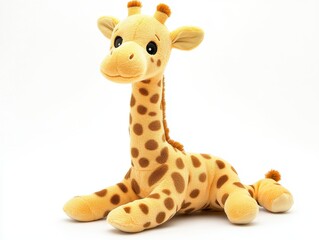 Adorable plush giraffe toy, perfect for children's playtime and decor. Soft, cuddly, and full of charm, white background