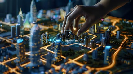 Holographic Urban Planning Interface Visualizing City Development Projects