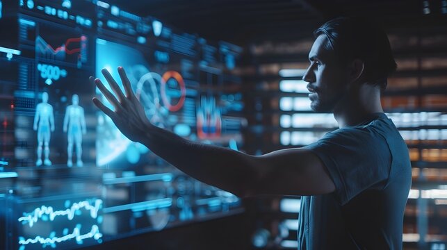 Fitness Trainer Using Futuristic Holographic Interface to Monitor Workout Progress and Health Data