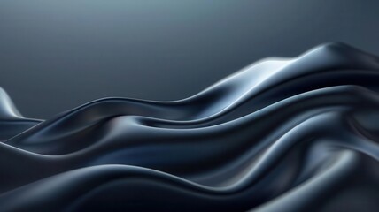 Fototapeta premium Abstract dark blue silk fabric flowing in waves.