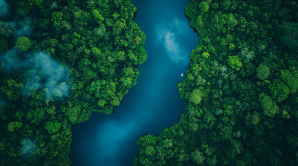 amazon river, jungle, taken from a bird's eye view