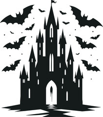 Adobe Illustrator Artwork Halloween vector illustration   spooky silhouette of a gothic castle with tall with a crisp white background