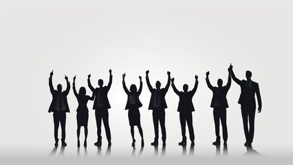 Closeup of three people hands high raising large cocktail glasses to celebrate a very happy event with a blurry sparkle background celebrating silhouette