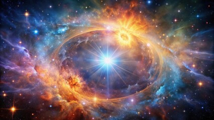 Space cosmic background with supernova nebula and glowing stars in a mysterious universe, space, cosmic
