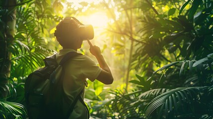 Immersive Virtual Reality Geography Lesson in the Lush Amazon Rainforest Landscape