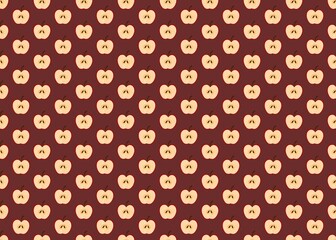 Seamless pattern with apples. Apple pattern. A juicy apple slice on a dark red background.
