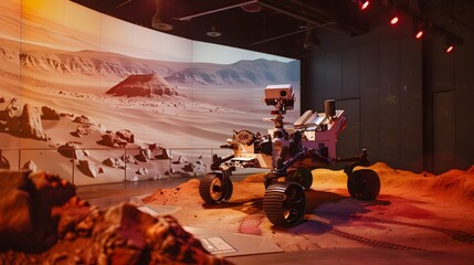 Virtual Mars Rover at Interactive Space Exhibit in Museum
