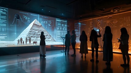 Immersive Ancient Egyptian Museum Exhibit with Interactive Displays and Virtual Reality