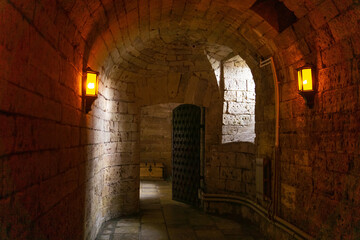 underground passage, tunnel in an ancient castle