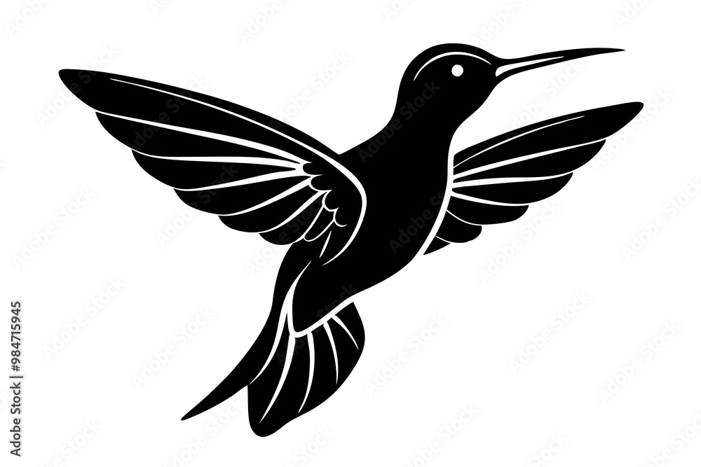 Wall mural hummingbird silhouette vector