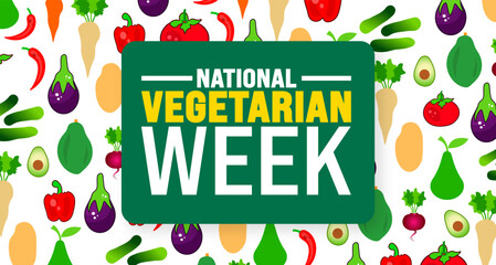 National Vegetarian Week background or banner design template is observed every year in October. Holiday concept. Template for card, poster, placard, template. eps 10