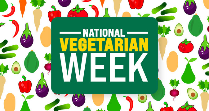 National Vegetarian Week background or banner design template is observed every year in October. Holiday concept. Template for card, poster, placard, template. eps 10
