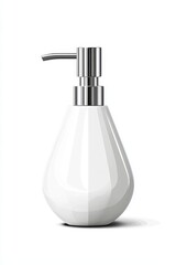 Obraz premium Stylish white soap dispenser with a sleek design, perfect for modern bathrooms and kitchens, white background
