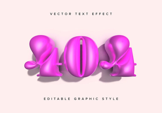 Pink 3D Inflated Text Effect Mockup