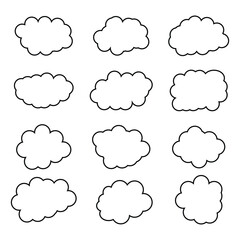 creative cloud shape outline set drawing 