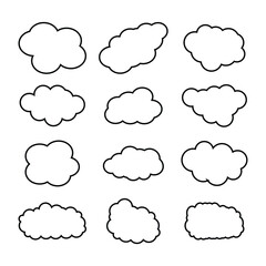 creative cloud shape outline set drawing 