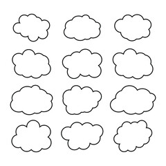 creative cloud shape outline set drawing 