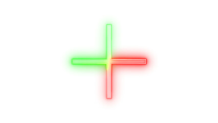 Obraz premium Neon icon add symbol green red color transparent background