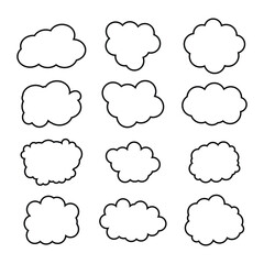 Fototapeta premium creative cloud shape outline set drawing 