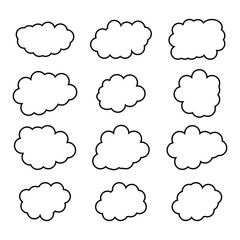 creative cloud shape outline set drawing 