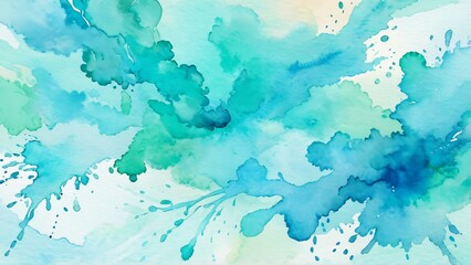 Fototapeta premium Dynamic watercolor splash background with vibrant turquoise and blue hues
