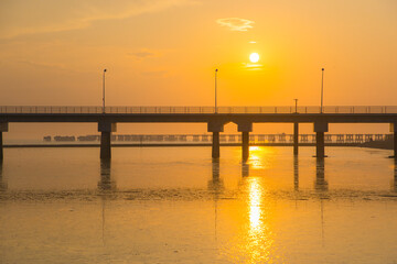 Fototapeta premium Hengsha Island, Chongming District, Shanghai - Sunset at sea