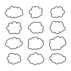 creative cloud shape outline set drawing 