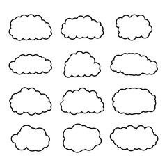 creative cloud shape outline set drawing 
