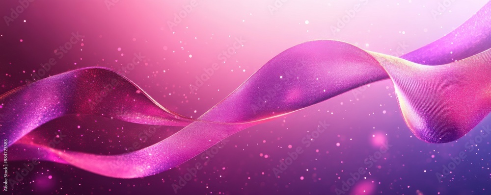 Canvas Prints vibrant pink glow with flowing ribbon and sparkling particles background for elegant designs
