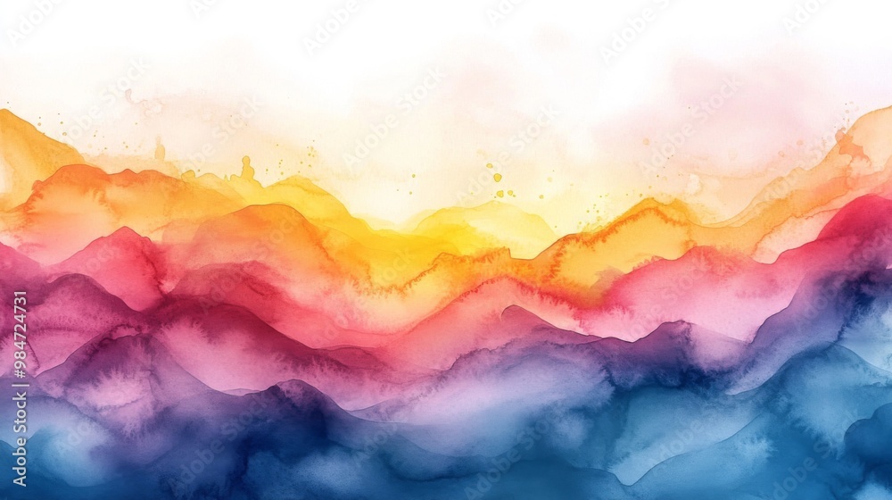 Canvas Prints abstract watercolor landscape with colorful mountains