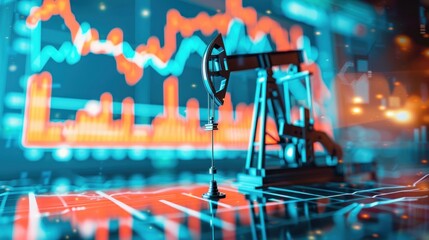 Oil Rig and Stock Market Chart