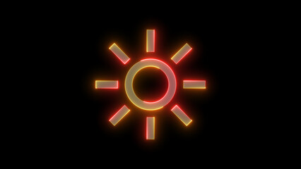 Neon icon brightness symbol brown red color transparent background