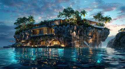 A tropical island where all the vacation activities revolve around staying cool, from underwater dining to glacier hiking, offering the ultimate hot weather escape