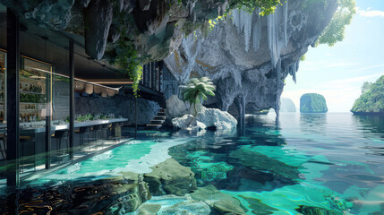 A tropical island where all the vacation activities revolve around staying cool, from underwater dining to glacier hiking, offering the ultimate hot weather escape