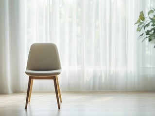 Cozy Chair Bathed in Natural Light by a Window, Invoking a Sense of Tranquility and Comfort in a Serene Indoor Space