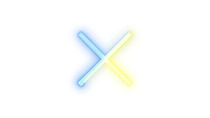 Neon icon cancel symbol blue yellow color transparent background
