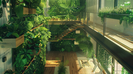 Fototapeta premium A sustainable lifestyle where all energy is generated by the movements of residents, with floors that convert footsteps into power for the home