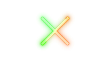 Neon icon cancel symbol brown green color transparent background