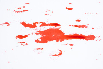 Abstract background red paint imprint top view.