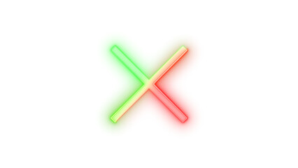 Neon icon cancel symbol green red color transparent background