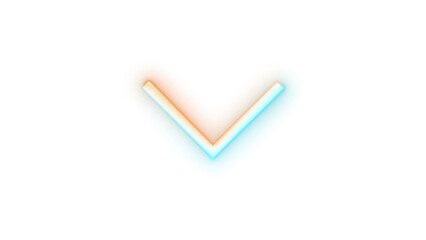 Neon icon chevron down symbol cyan brown color transparent background