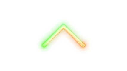 Neon icon chevron up symbol brown green color transparent background