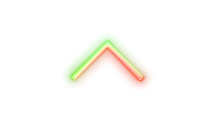 Neon icon chevron up symbol green red color transparent background