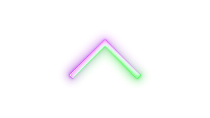 Neon icon chevron up symbol purple green color transparent background