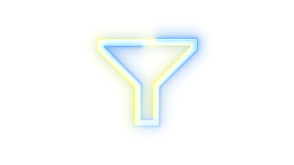 Neon icon filter symbol blue yellow color transparent background